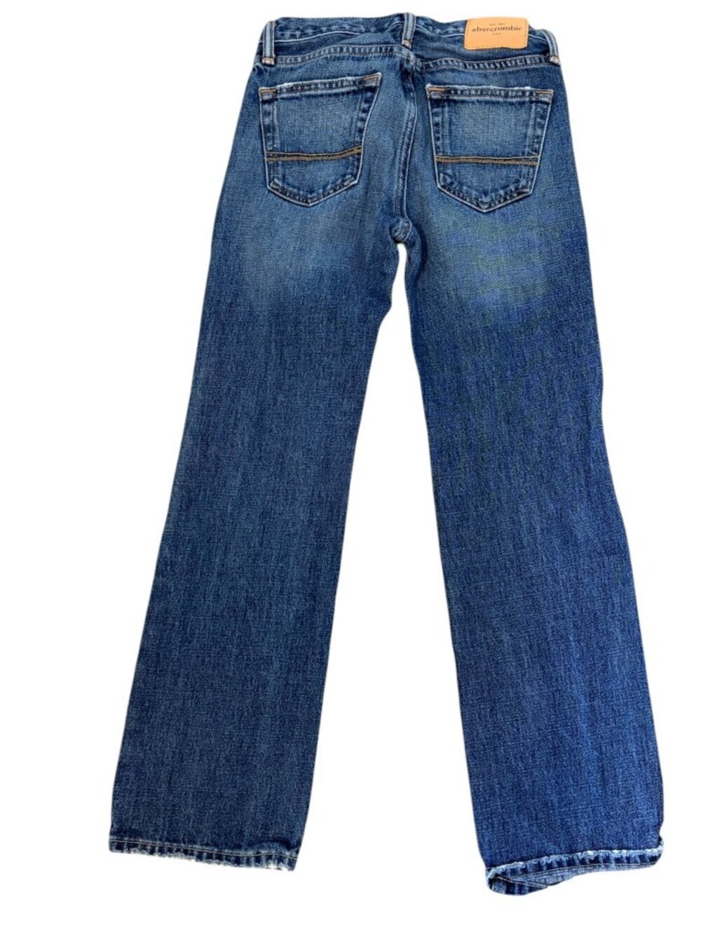 Abercrombie Kids Distressed Straight Leg Jeans Size 12 Regular Medium Wash Denim - Picture 3 of 11